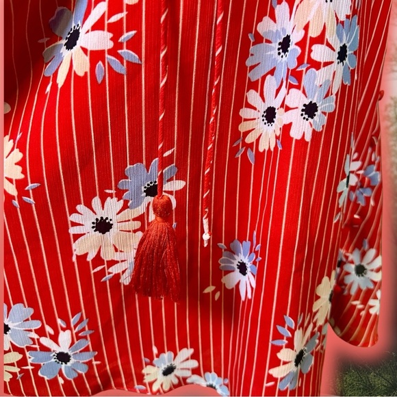 NWT Madewell ‘Button-Wrap Dress in Daisy Society’ in “Retro Stripe Lipstick Red” - Picture 15 of 16